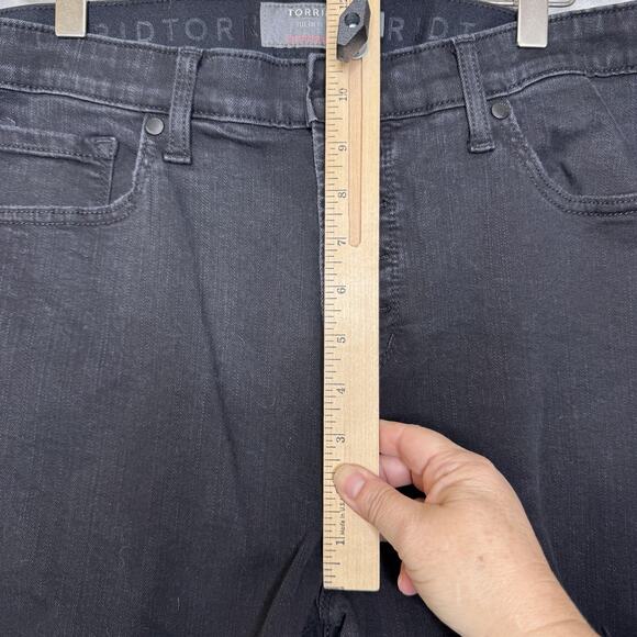 Torrid Jeans Womens 18R Black Sky High Skinny High Rise Button Fly Distressed - Picture 10 of 12